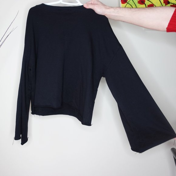 Forever 21 Bell Sleeved Black Sweater with Florals - Picture 2 of 4